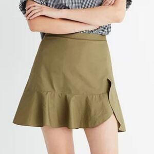 Madewell Ruffle Wrap Expat Olive Mini Skirt Size 2